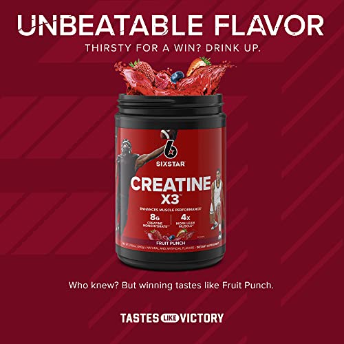 Creatina en polvo Six Star Creatina X3 | Creatina HCl + monohidrato de creatina en polvo | Suplemento de entrenamiento de recuperación muscular | Suplementos de creatina | Ponche de Frutas (30 Porciones)