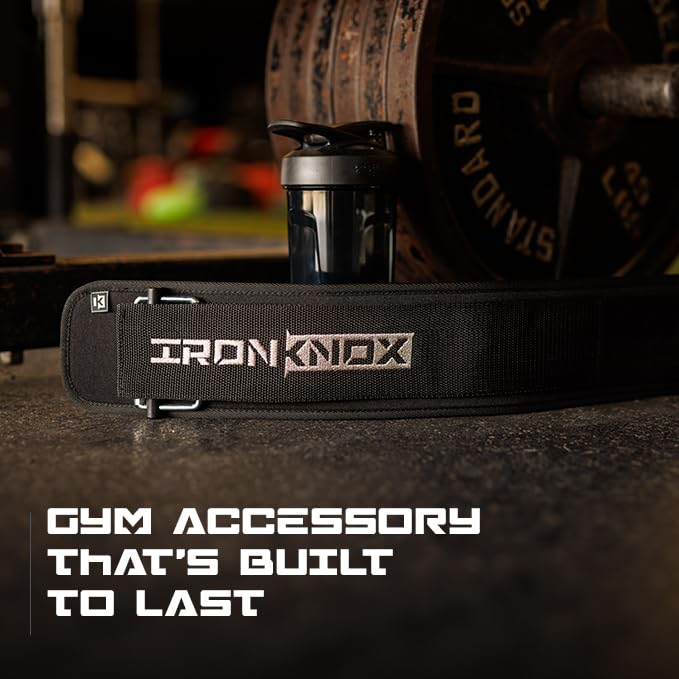 IronKnox Premium Weight Lifting Belt, 4 Inch Weight Belt for Men and Women with Self Locking Metal Buckle for Maximum Support, Weightlifting Belt for Squat or Deadlift, Durable Gym Belt for Men (Black, Medium)