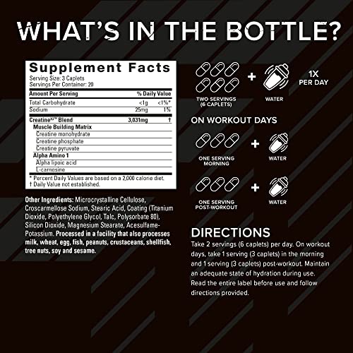 Six Star Creatine Pills Post Workout X3 Cápsulas de creatina, mezcla de monohidrato de creatina, recuperación muscular y desarrollo muscular para hombres y mujeres, suplementos de creatina, 20 porciones