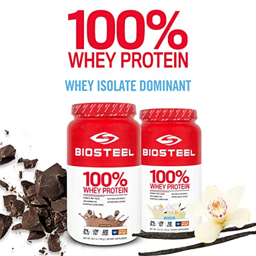 BIOSTEEL 100% Whey Protein Powder Supplement, rBGH Hormone Free and Non-GMO Post Workout Formula, Vanilla, 25 Servings