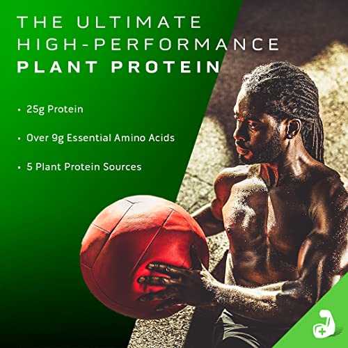 Proteína de rendimiento a base de plantas MuscleTech Platinum Proteína de rendimiento a base de plantas en polvo 25 g de proteína 5 fuentes de proteínas vegetales Vainilla 20 porciones