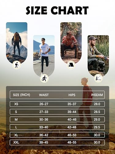 Men's Lightweight Quick Dry Hiking Running Pants Outdoor Sports Breathable Zipper Pockets Athletic Work Pants Black M