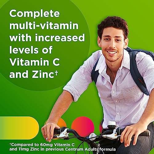 Centrum Suplemento multivitamínico/multimineral para adultos con antioxidantes, zinc, vitamina D3 y vitaminas B, sin gluten, ingredientes sin OGM – 200 unidades