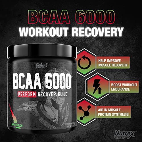 Nutrex Research - BCAA en polvo 6000 aminoácidos - 0.21 oz de suplemento de aminoácidos BCAA para recuperación post-entrenamiento y crecimiento muscular - Bebida de recuperación de entrenamiento de energía amino (sandía - 30 porciones)