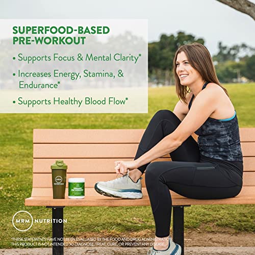 MRM Nutrition Organic Pre-Workout Powder | Black Cherry Flavored | Superfoods + 150mg Natural Caffeine + adaptogens | Clean energy + Focus| Healthy blood flow | Vegan + Non-GMO | 20 servings
