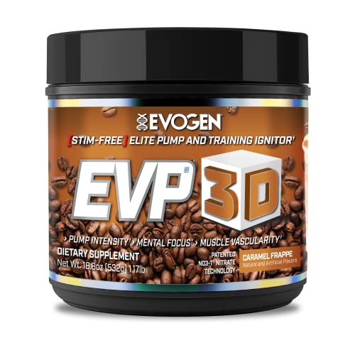 Frappé de caramelo Evogen EVP 3D | Polvo preentrenamiento sin estimulantes extremos, nitrato de arginina, citrulina, beta-alanina, melena de león