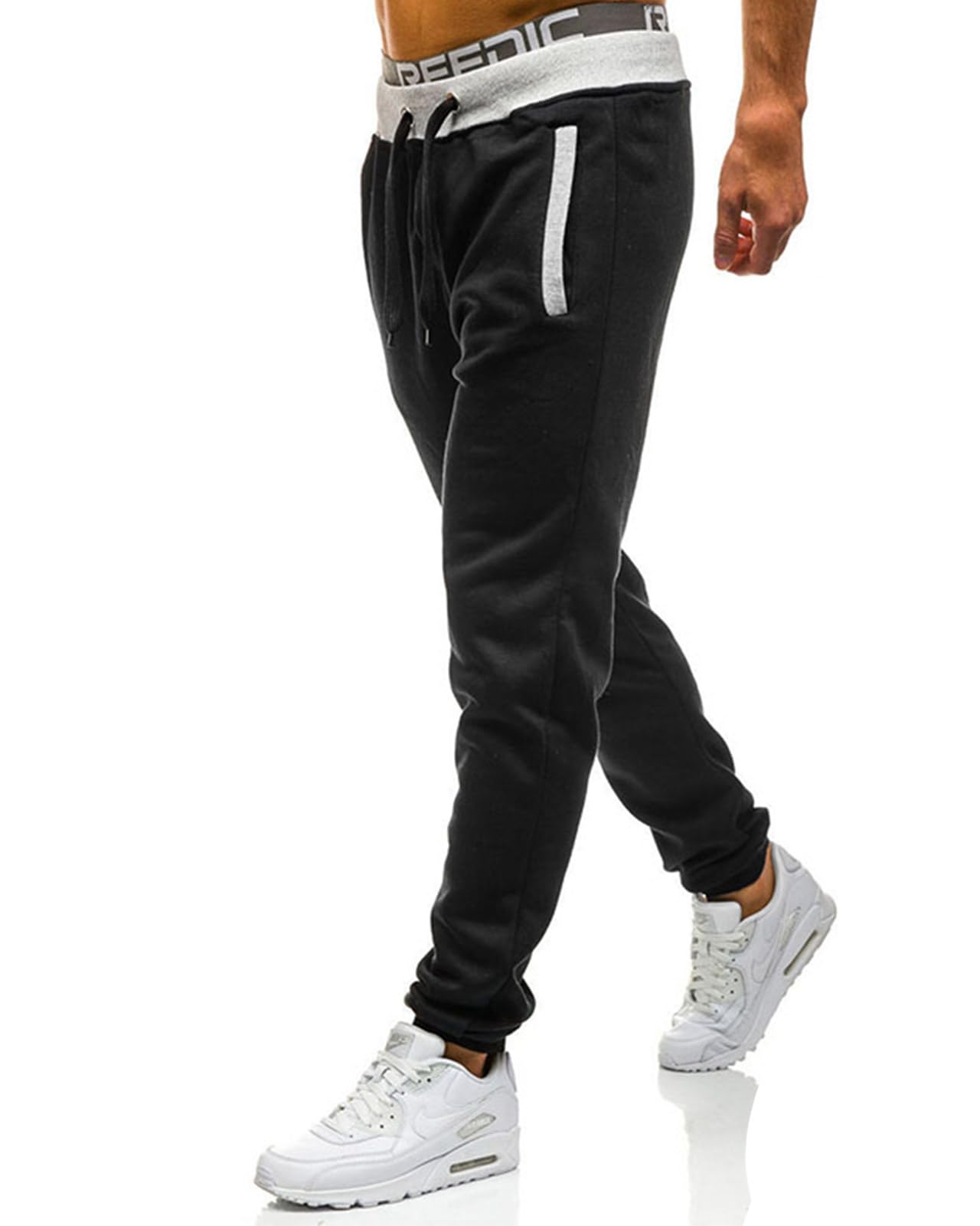BUXKR Men's Sweatpants for Jogging Casual Joggers Pants for Gym Running or Athletic Workout,Black,S