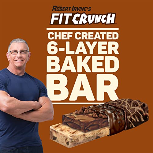 FITCRUNCH Snack Size Protein Bars, Designed by Robert Irvine, 6-Layer Baked Bar, 3g of Sugar & Soft Cake Core (18 Bars, Chocolate Chip Cookie Dough)