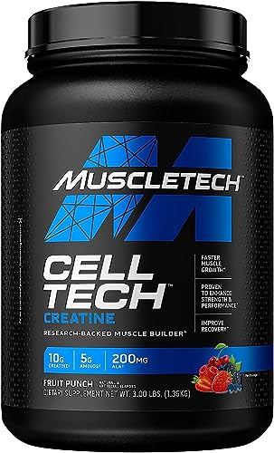 MuscleTech Cell-Tech Performance Series, ponche de frutas, 3.09 lb, creatina HCl, monohidrato de creatina y carbohidratos en polvo de MuscleTech