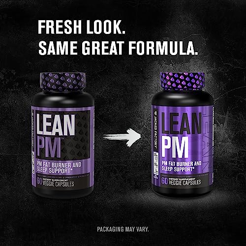 Jacked Factory Lean PM quemador de grasa nocturno, suplemento de ayuda para dormir y supresor del apetito para hombres y mujeres - 60 píldoras dietéticas para pérdida de peso vegetarianas sin estimulantes