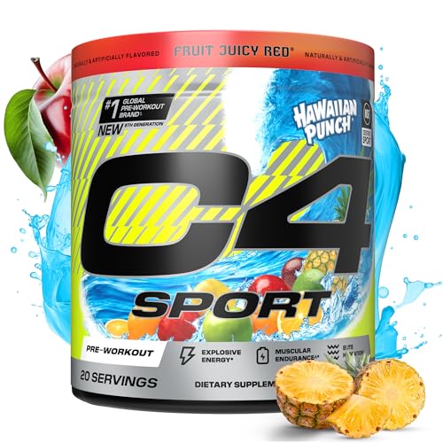 Cellucor C4 Sport Pre Workout Powder - NSF Certified for Sport - Elite Hydration - 200mg Caffeine + Creatine + Beta-Alanine - Electrolytes and Energy Supplement - Hawaiian Punch, 20 Servings