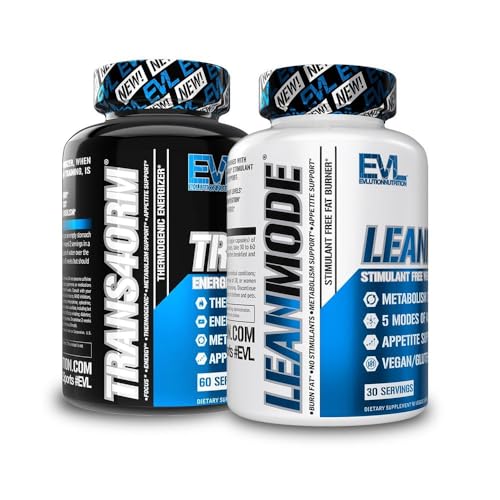EVL Weight Loss Support Stack - Trans4orm Thermogenic Fat Burner Support Pills with Green Coffee Bean Extract and Forskolin Plus LeanMode Non-Stimulant Metabolism and Fat Loss Support Pills