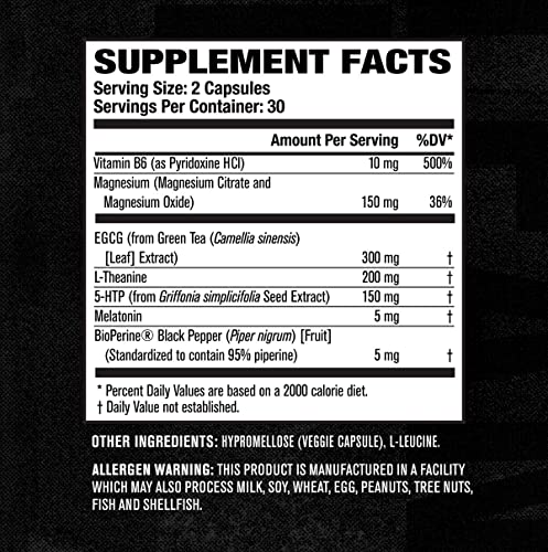Jacked Factory Lean PM quemador de grasa nocturno, suplemento de ayuda para dormir y supresor del apetito para hombres y mujeres - 60 píldoras dietéticas para pérdida de peso vegetarianas sin estimulantes