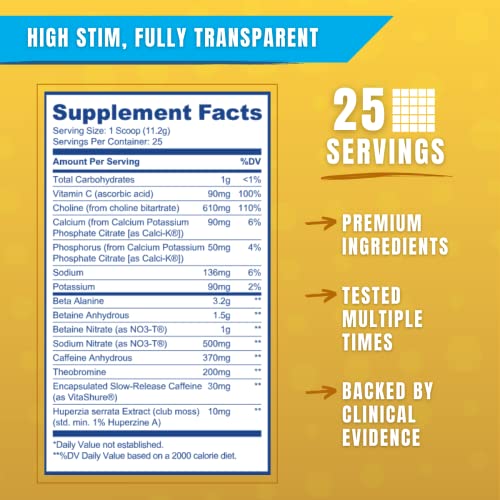 Ryse Project Blackout Pre Workout | Pump, Energy, Strength | Caffeine, Vitacholine, Nitrates, and Theobromine | 25 Servings (Sunny D Tangy Original)