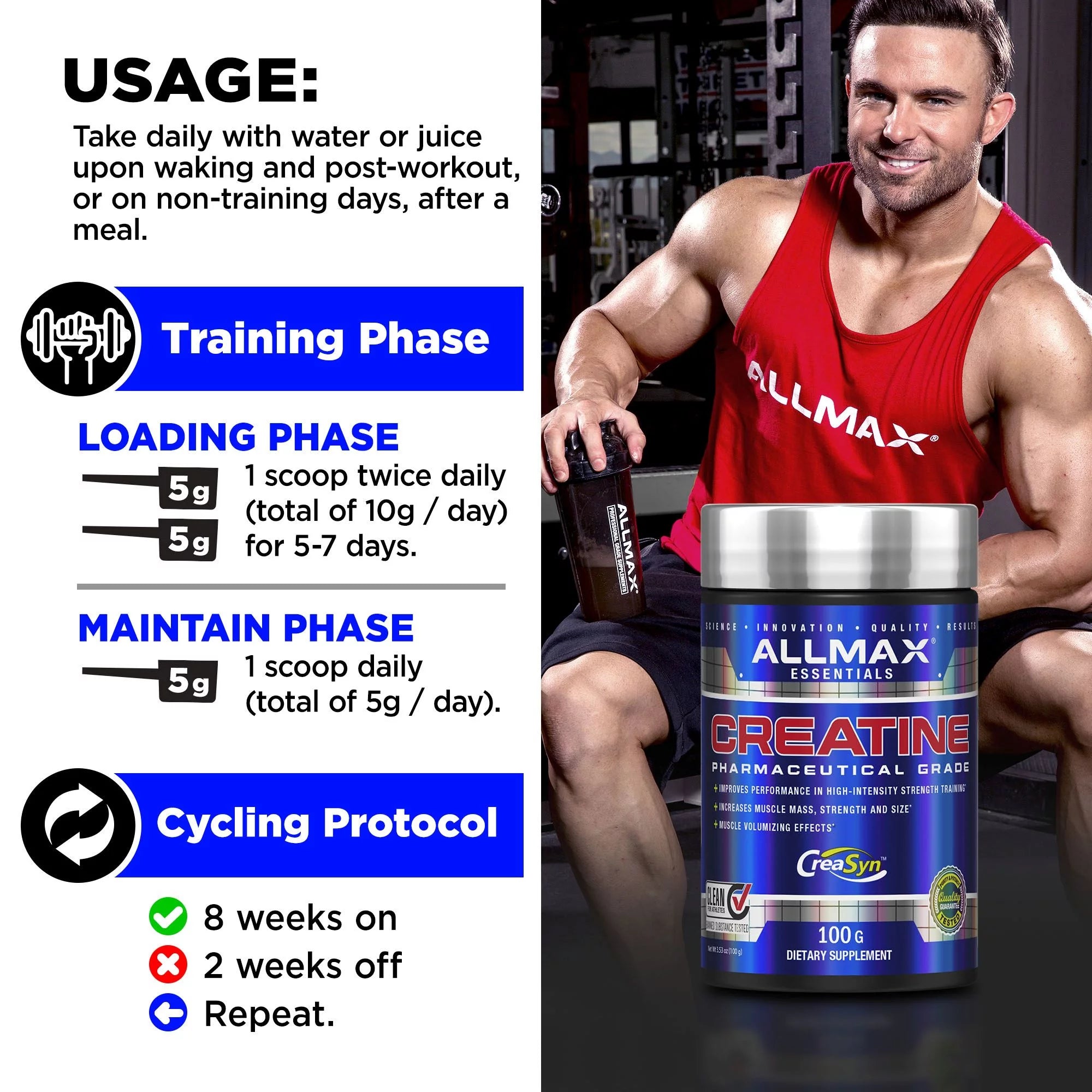 Micronized Creatine Monohydrate, Gluten Free & Fast Absorbing 100G, Unflavored, 20 Servings