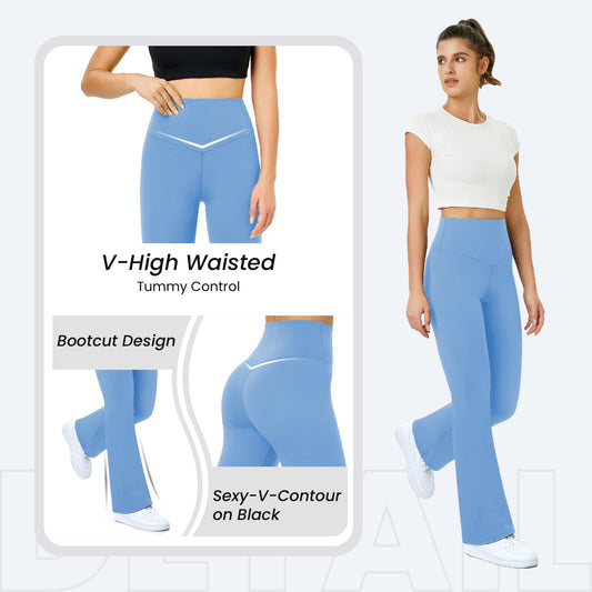 TOPYOGAS Womens Flare Yoga Pants High Waist Bootcut Leggings with Tummy Control Workout Gym Leggings Sky Blue