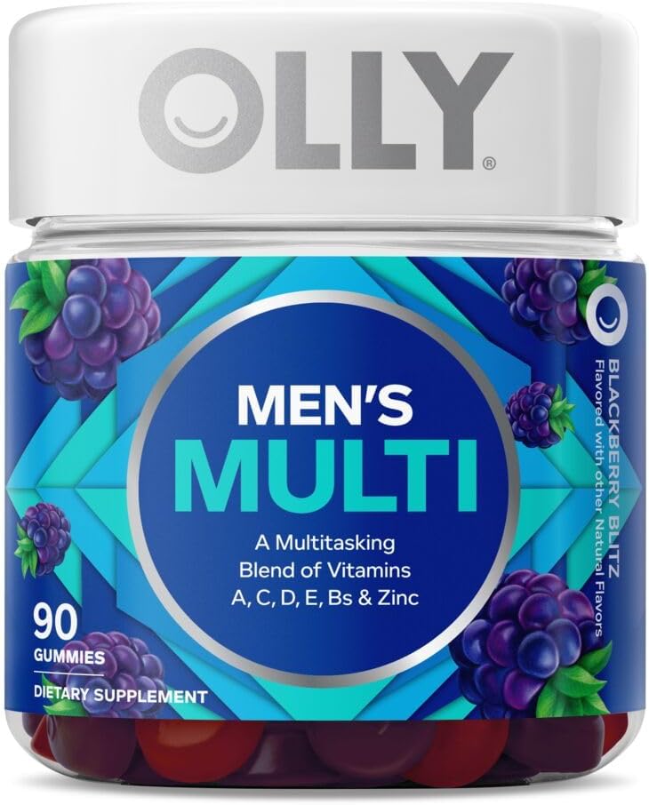 Men'S Multivitamin Gummy, Overall Health and Immune Support, Vitamins A, C, D, E, B, Lycopene, Zinc, Adult Chewable Vitamin, Blackberry, 45 Day Supply - 90 Count