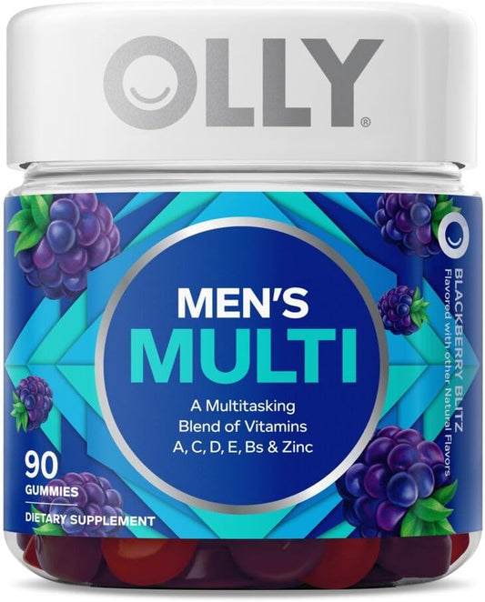 Men'S Multivitamin Gummy, Overall Health and Immune Support, Vitamins A, C, D, E, B, Lycopene, Zinc, Adult Chewable Vitamin, Blackberry, 45 Day Supply - 90 Count
