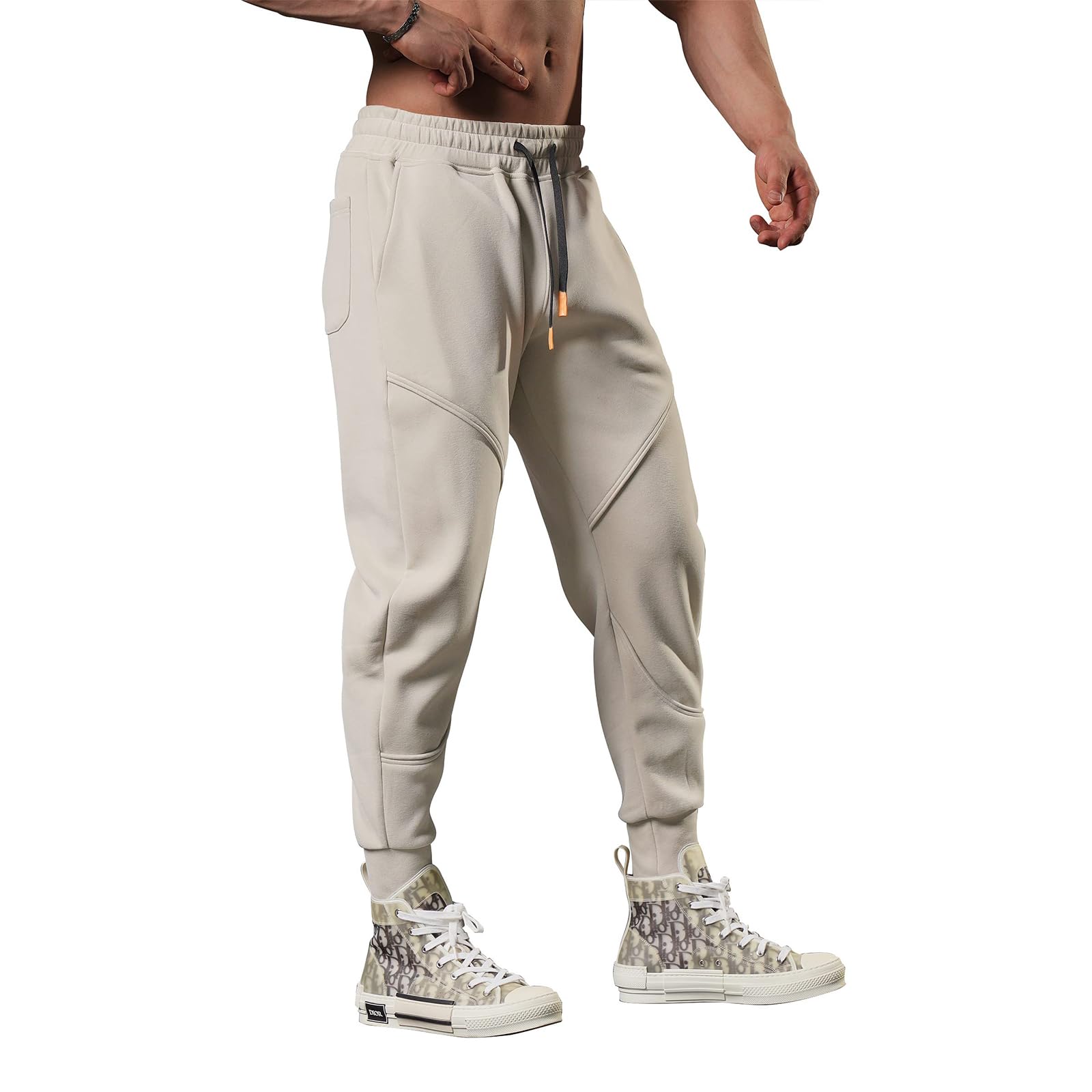 Lasjixion Men's Casual Sweatpants Joggers for Men Workout Hiking Pants Running Pants Sports Track Training Apricot