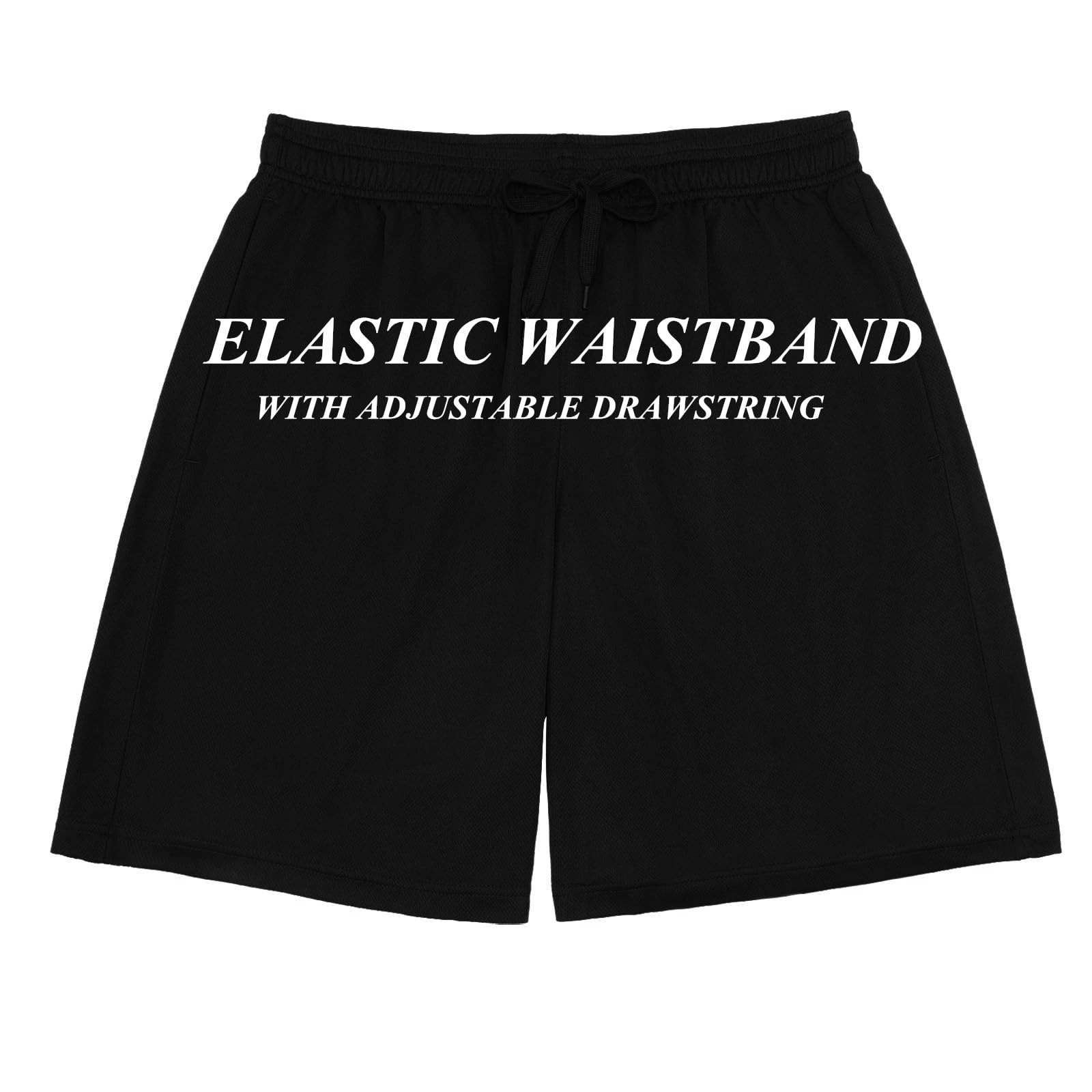 LeeHanTon Athletic Gym Mens Shorts - Basketball Quick Dry Lightweight Workout Shorts with Pockets for Running Casual Activewear Black