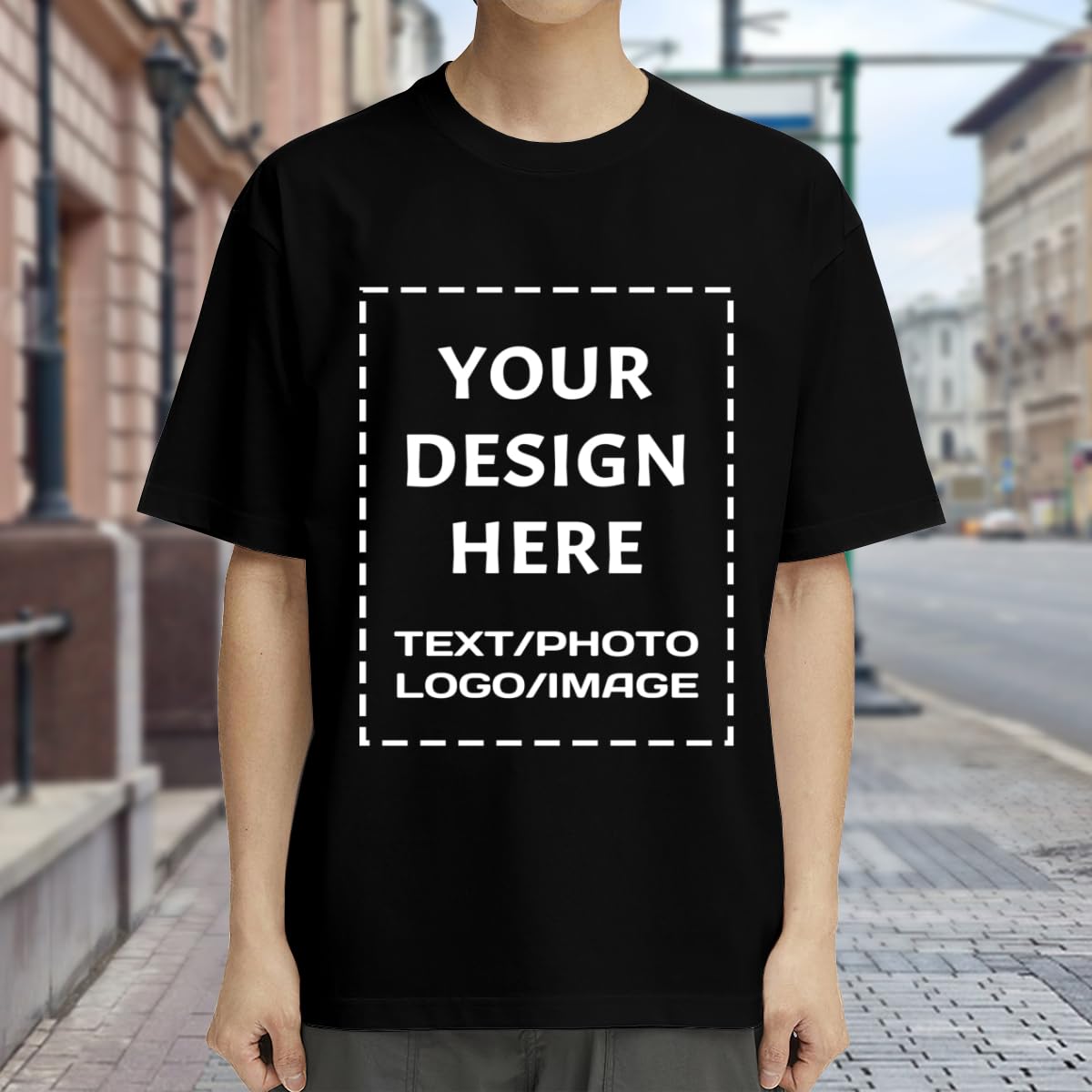 Custom T-Shirt - Made in USA，Bulk Customized T Shirts for Men Women, Design Your Personalized T Shirts, Custom Tee Gifts Add Photo Logo Text, Black, Small