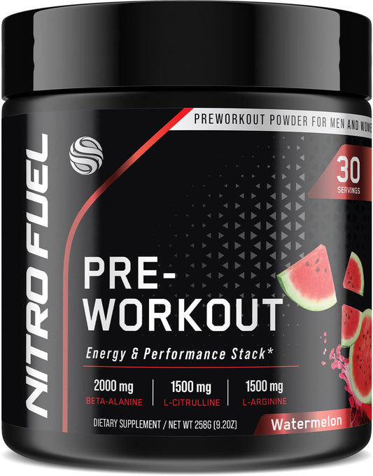 Pre Workout Powder with Beta Alanine, L-Citrulline & L-Arginine | PreWorkout Energy Powder Drink Mix with Caffeine | Pre-Workout for Men & Women | No Creatine, Keto Friendly, Watermelon - 30 Servings