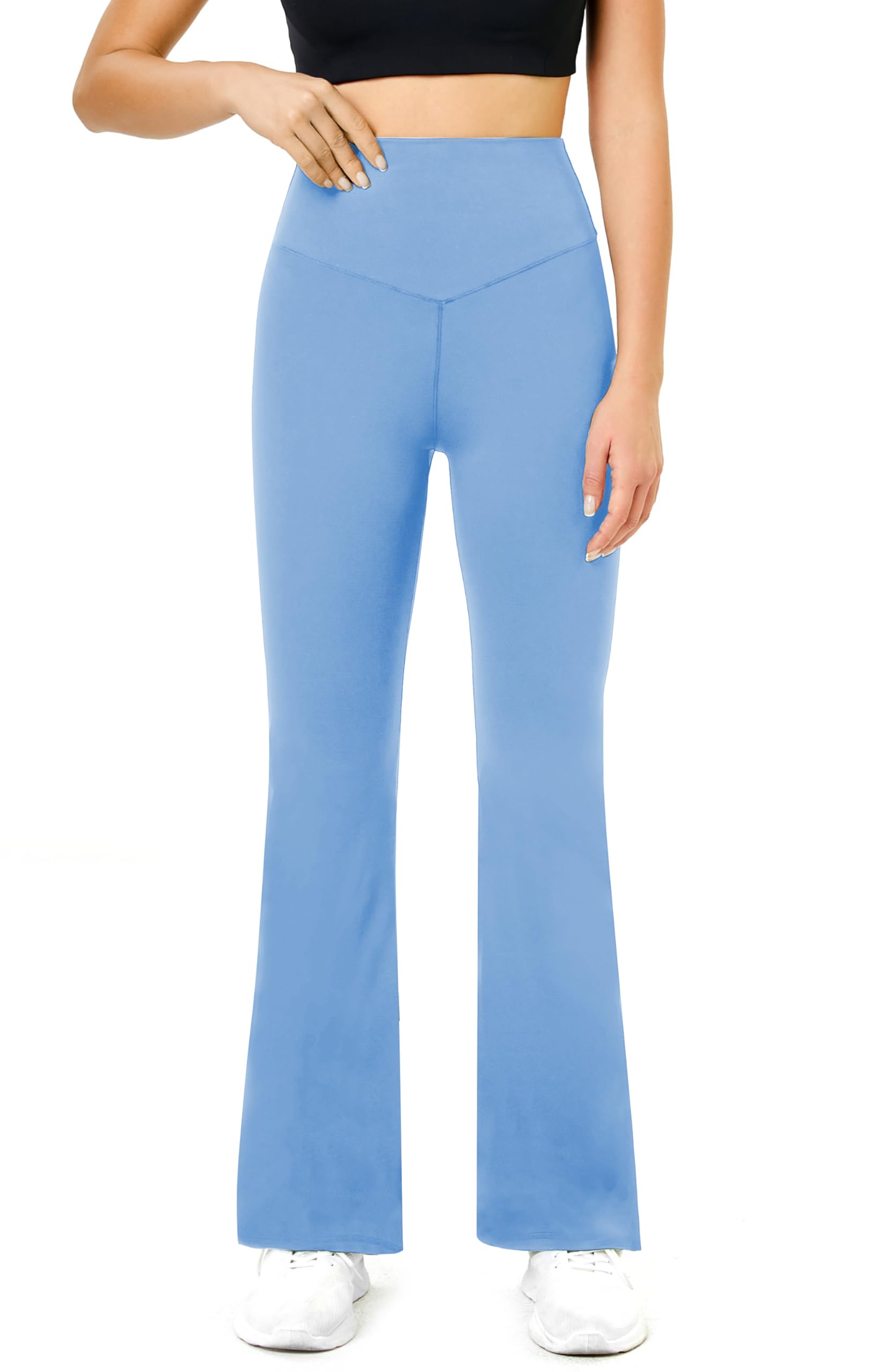 TOPYOGAS Womens Flare Yoga Pants High Waist Bootcut Leggings with Tummy Control Workout Gym Leggings Sky Blue