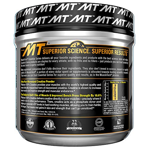 Creatine Monohydrate Powder | MuscleTech Platinum | Pure Micronized | Muscle Recovery + Builder for Men & Women | Workout Supplements | Unflavored (80 Servings)