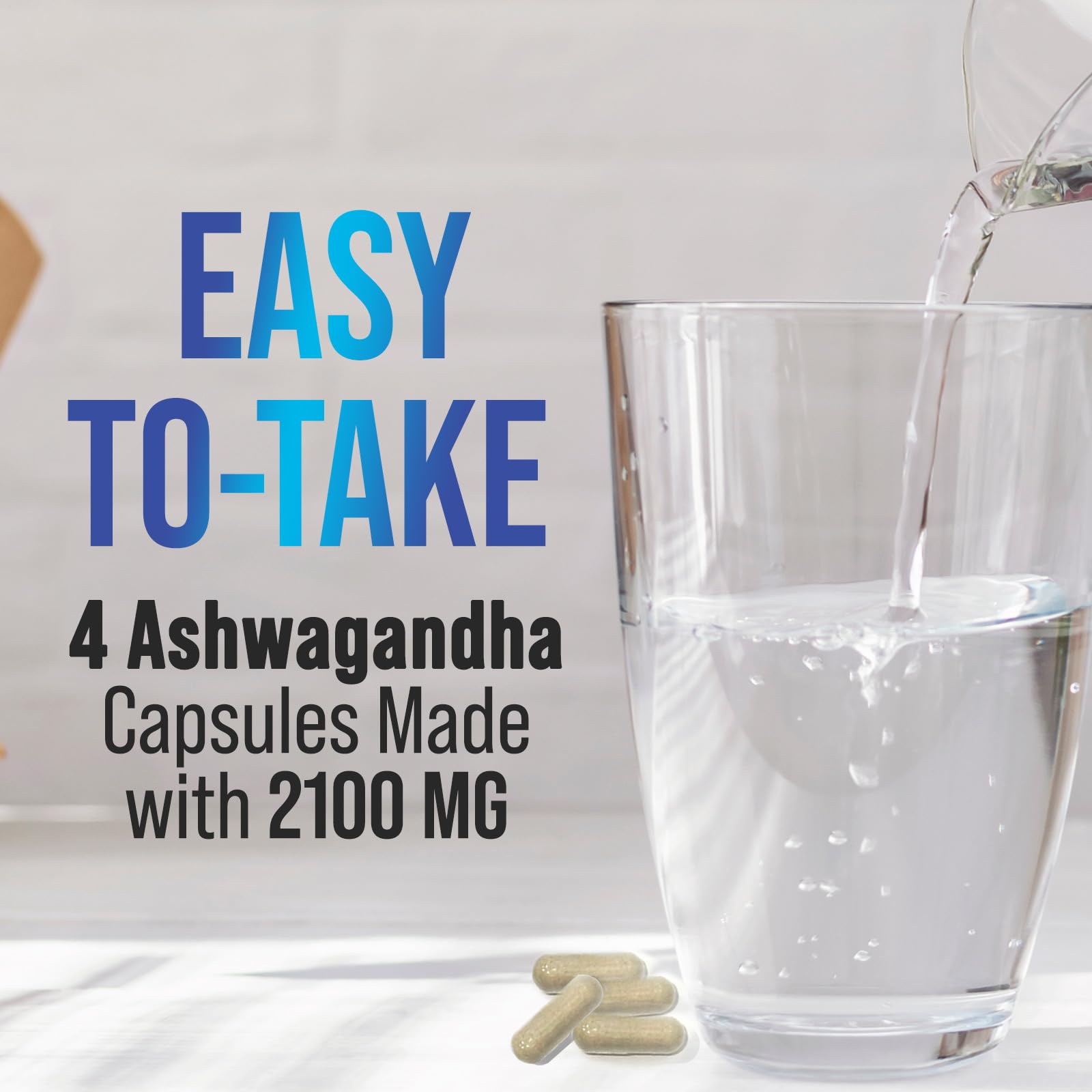 Ashwagandha 2,100 mg Extra Strength with Black Pepper, Pure Ashwagandha Powder plus Root Extract Adaptogen Formula for Energy and Immune Support, Non GMO, Vegan - 120 Capsules