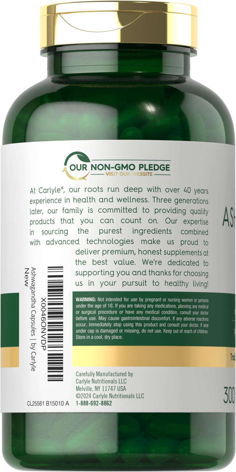 Carlyle Ashwagandha Supplement 3000mg | 300 Capsules | Root Extract Supplement | Non-GMO, Gluten Free