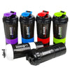 XSUPER Protein Shaker Bottle, Leak Proof Shaker Bottle for Protein Mixes,16oz 3 Layer Twist Off Shaker Cup with Pill & Supplement Storage, Gym Sports Shaker Water Bottle for Protein Powder, Black