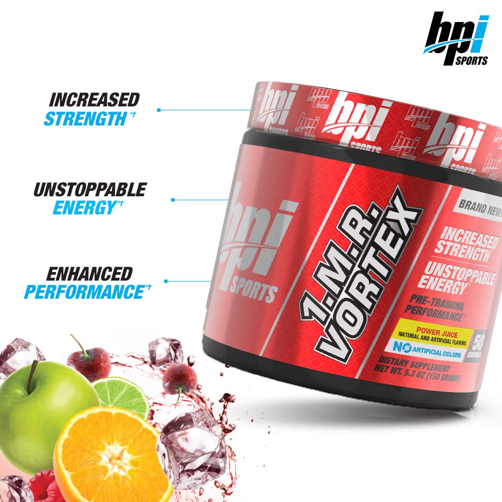BPI Sports 1.M.R Vortex Pre Workout Powder, Non Habit Forming, Sustained Energy & Nitric Oxide Booster, Power Juice, 5.3 Ounce