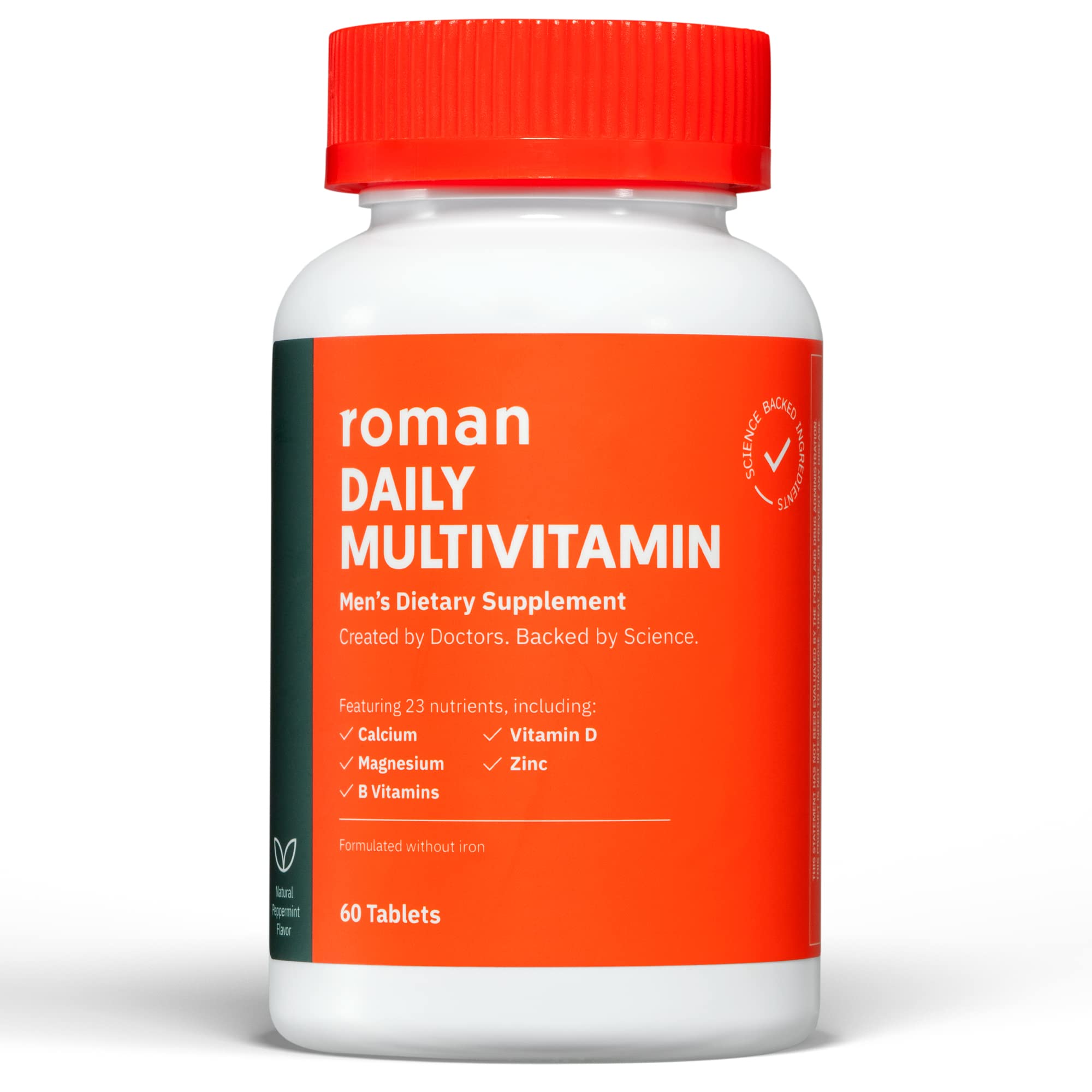 ROMAN Daily Multivitamin for Men | Supports Physical Activity, Brain + Heart Health, and Immune System with 23 Key Nutrients Including Calcium, Magnesium, and Zinc | 30-Day Supply (60 Tablets)