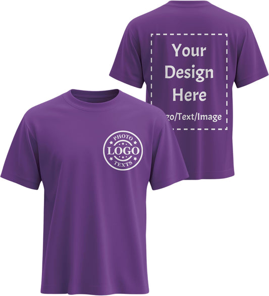 Custom T Shirts Made in USA Bulk Customized Heavy Cotton T Shirts for Men Women Design Your Own Personalized Shirts with Logo Text，Purple，X-Small