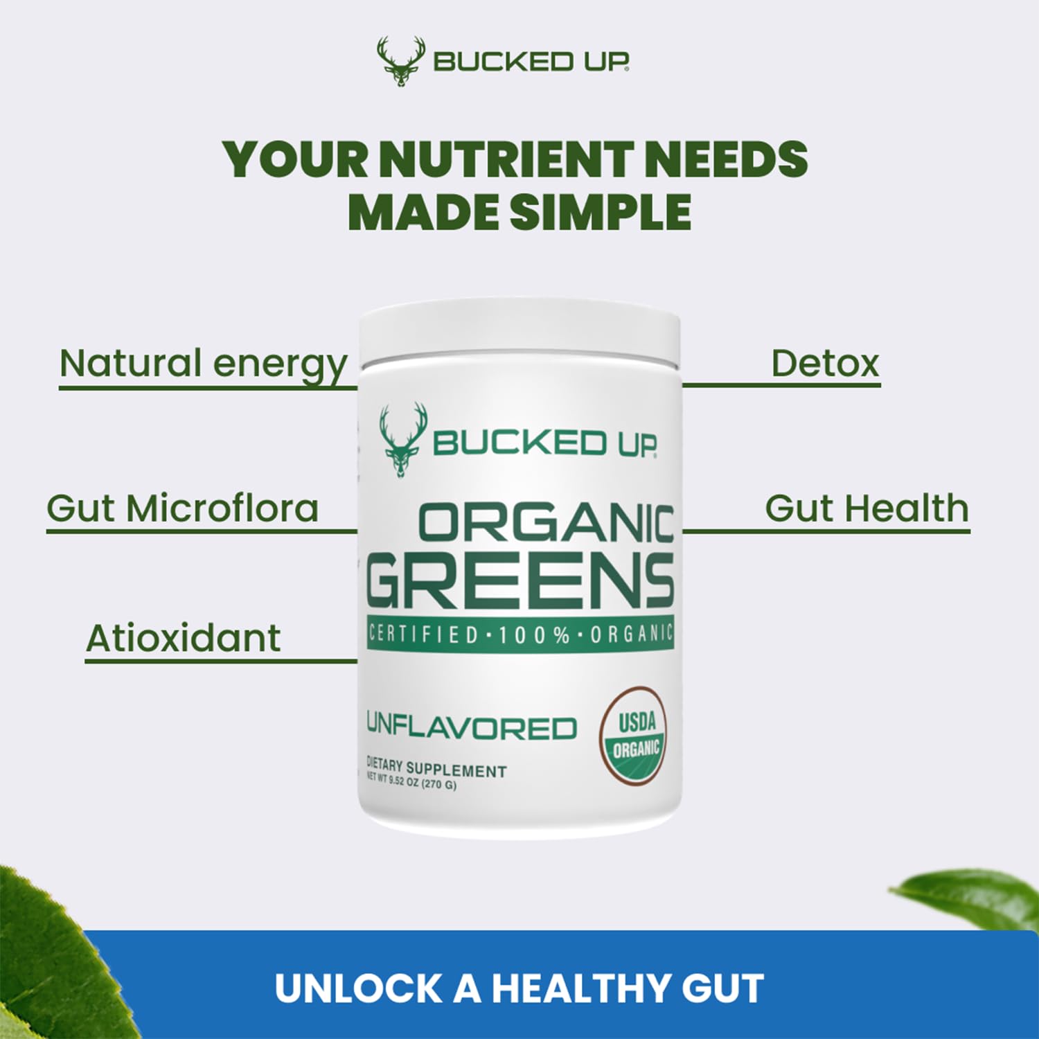 Organic Greens Superfood Powder, Unflavored, 9.52 oz (30 Servings)