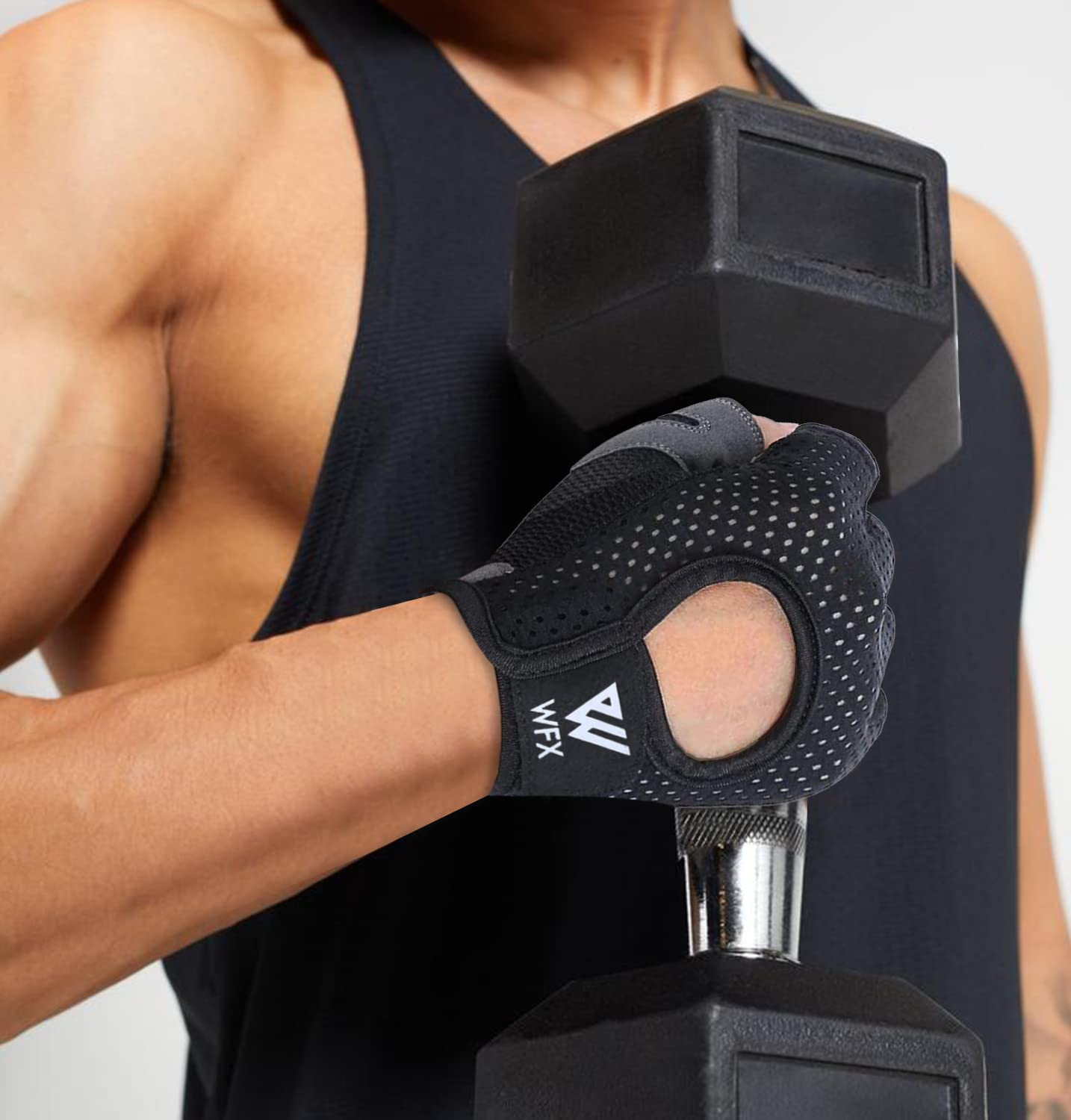 WESTWOOD FOX Weight Lifting Gloves for Men Women Gym Gloves with Wrist Wrap Support for Workout Training Exercise Fitness Hanging, Pull ups for Dumbbell, Cycling (Blacks, Medium)