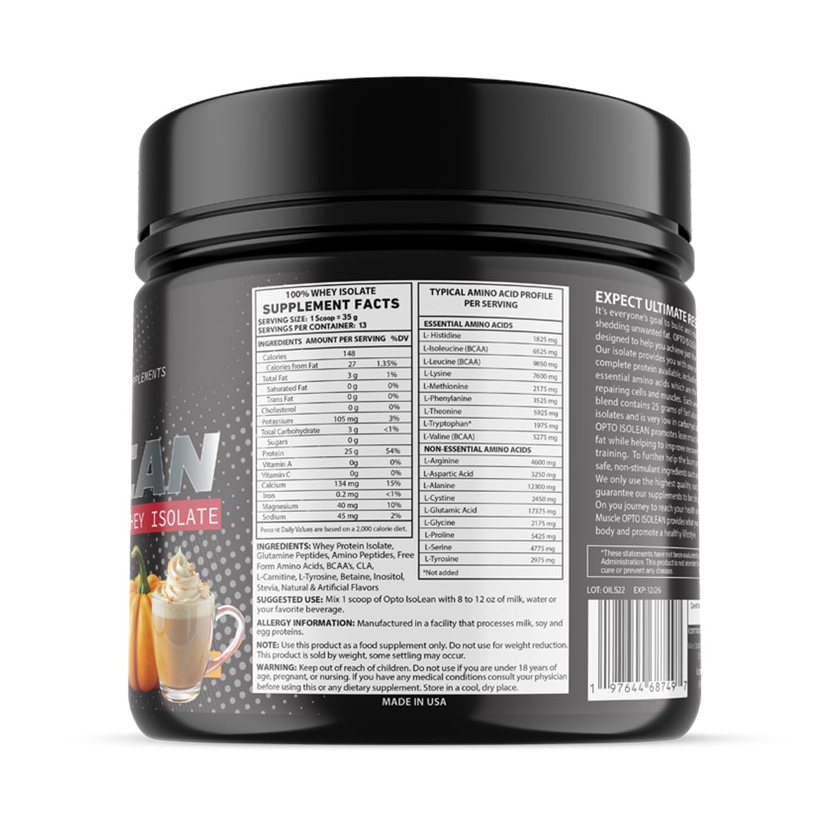 Icon Muscle Isolean Whey Protein Isolate Powder | Pumpkin Spice | Pre & Post Workout Whey Protein Powder | Protein Powder | Amino Acids | Protein Shake | Protein Powder | Holiday | 25g Protein | 1 lb