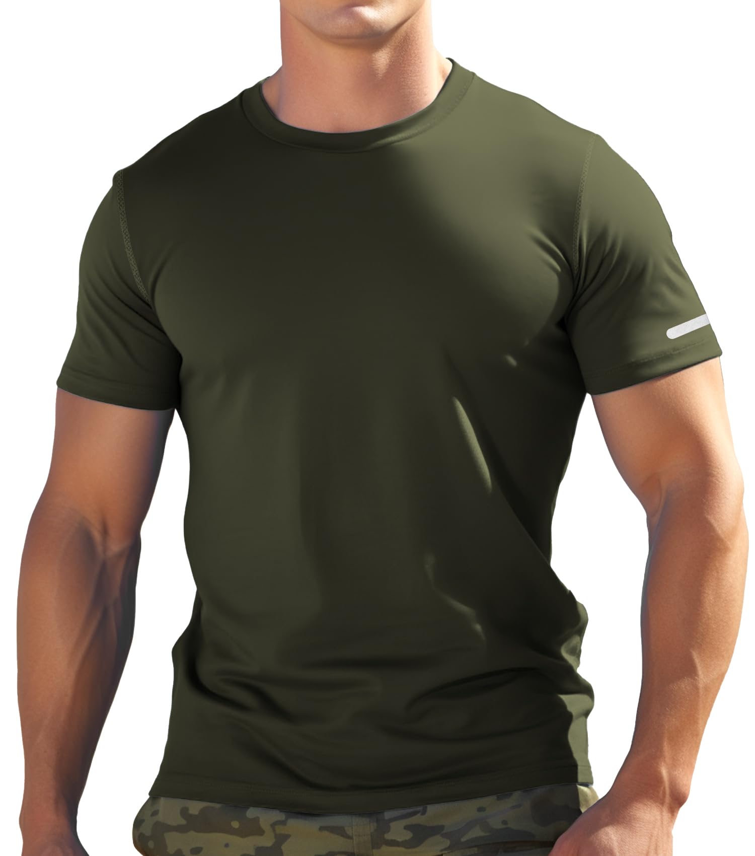 Athletic Shirt for Men Dry Fit(Army Green,L)