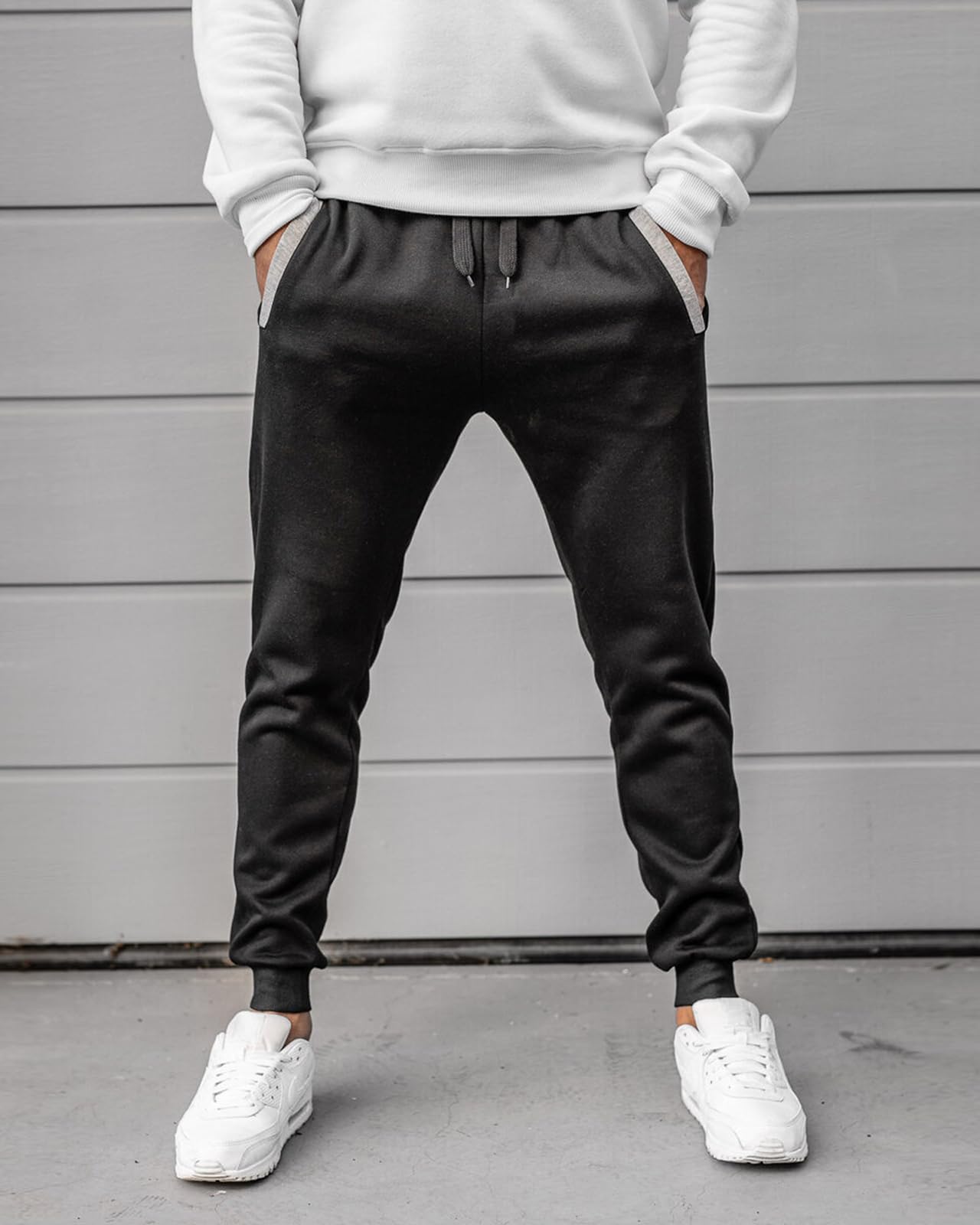 BUXKR Men's Sweatpants for Jogging Casual Joggers Pants for Gym Running or Athletic Workout,Black,S