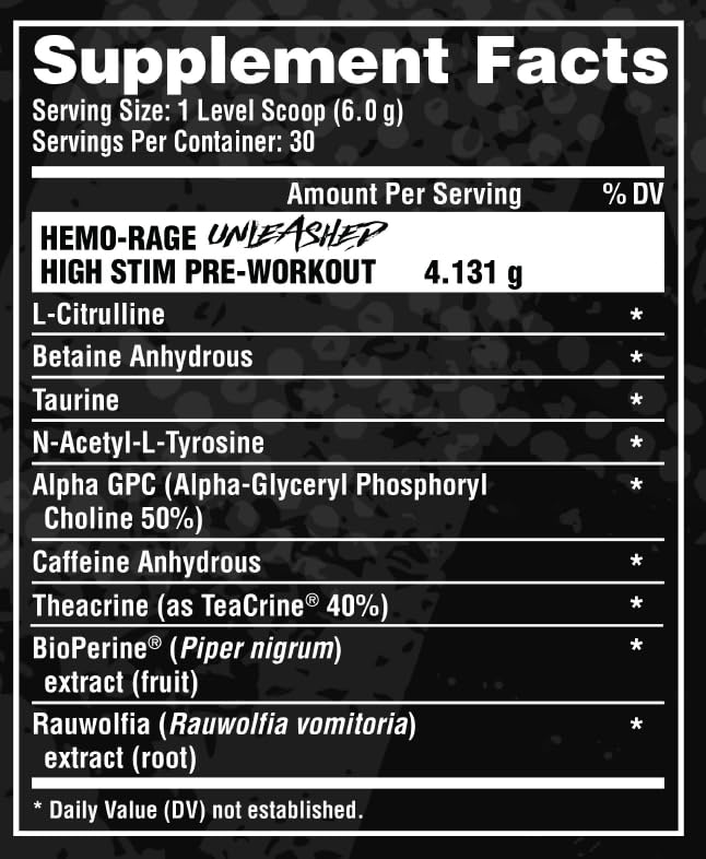 Nutrex Research Hemo-Rage Extreme High Stim Pre Workout Powder | Insane Lasting Energy, Focus, Endurance & Pump Booster Preworkout Supplement | Blueberry Lemonade 30 Servings