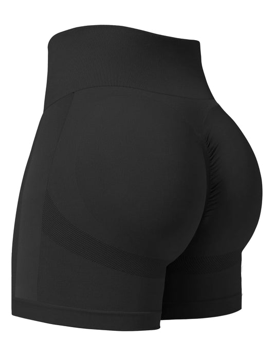 Womens Scrunch Gym Butt Lifting Seamless Shorts Yoga High-Waisted Workout Athletic Running Exercise Active Booty Shorts Squat Proof Stretchy Leggings Pants Fitness Sport Biker Spandex Clothes 5" Black