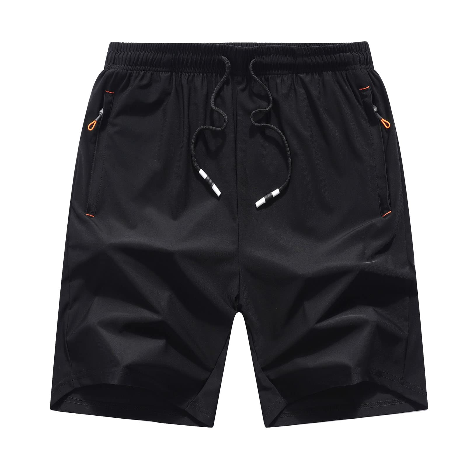 XiaoLongRen Boys Lightweight Athletic Running Shorts Quick Dry Workout Shorts for Gym Shorts Hiking Basketball Training with Zipper Pockets(7095-Black-14)