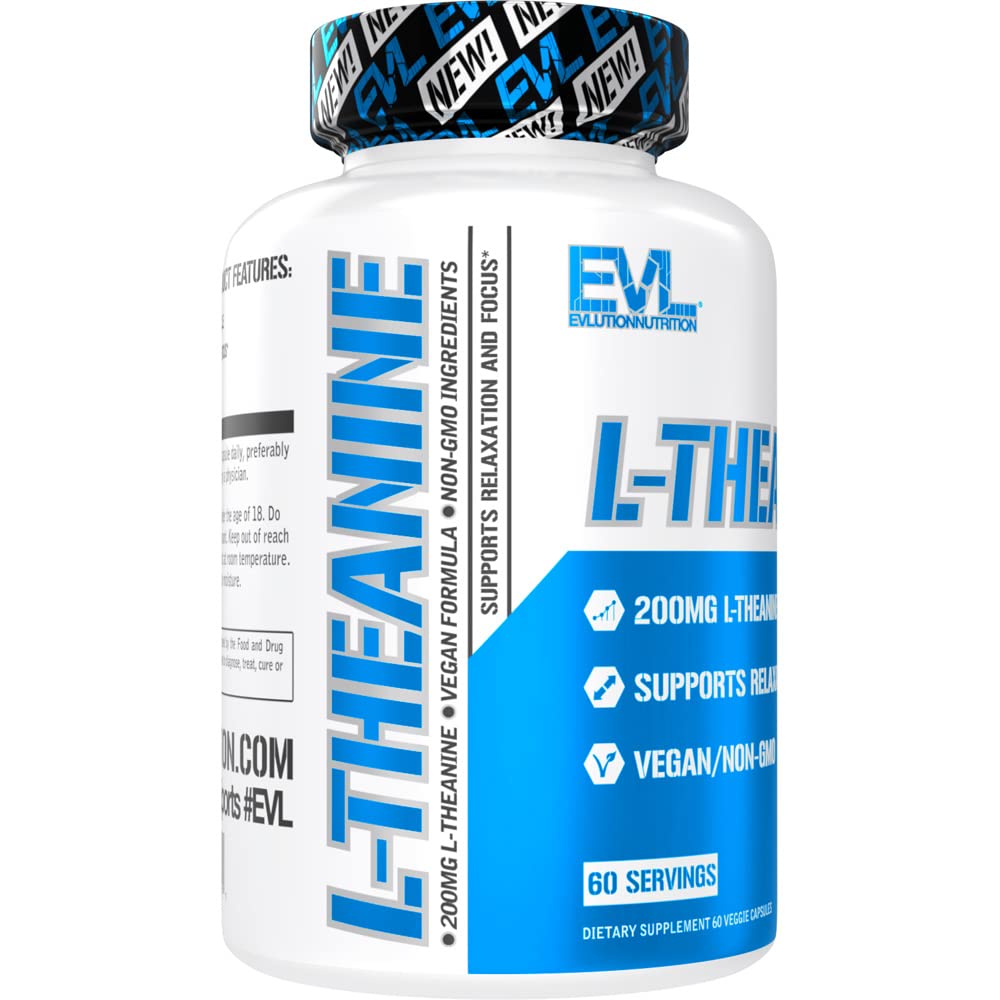 Evlution L Theanine 200mg Capsules for Focus and Relaxation Nutrition L-theanine 200mg Nootropic Supplement for Attention Energy and Focus - Daytime Mood Support and Nootropic Focus Supplement