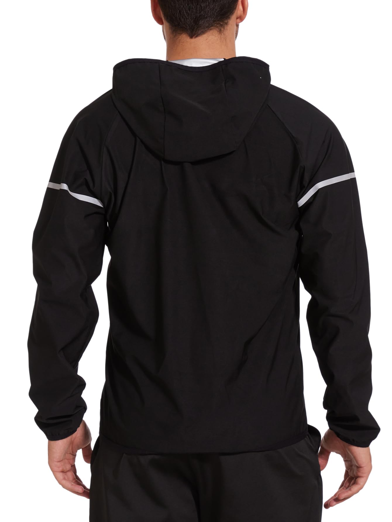 NINGMI Men Sauna Suit Sweat Jackets Long Sleeve Shirt Hood Zipper Workout Top Body Shaper Fitness Gym