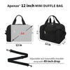 Apenze Small Gym Bag Carry On Bag - 12 in Mini Duffle Bag Lightweight for Overnight Travel（Black）