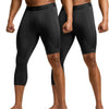 TSLA Men's Cool Dry Compression Pants, Athletic Workout Running Tights Leggings Baselayer, 3/4 Right Black/Black, Small