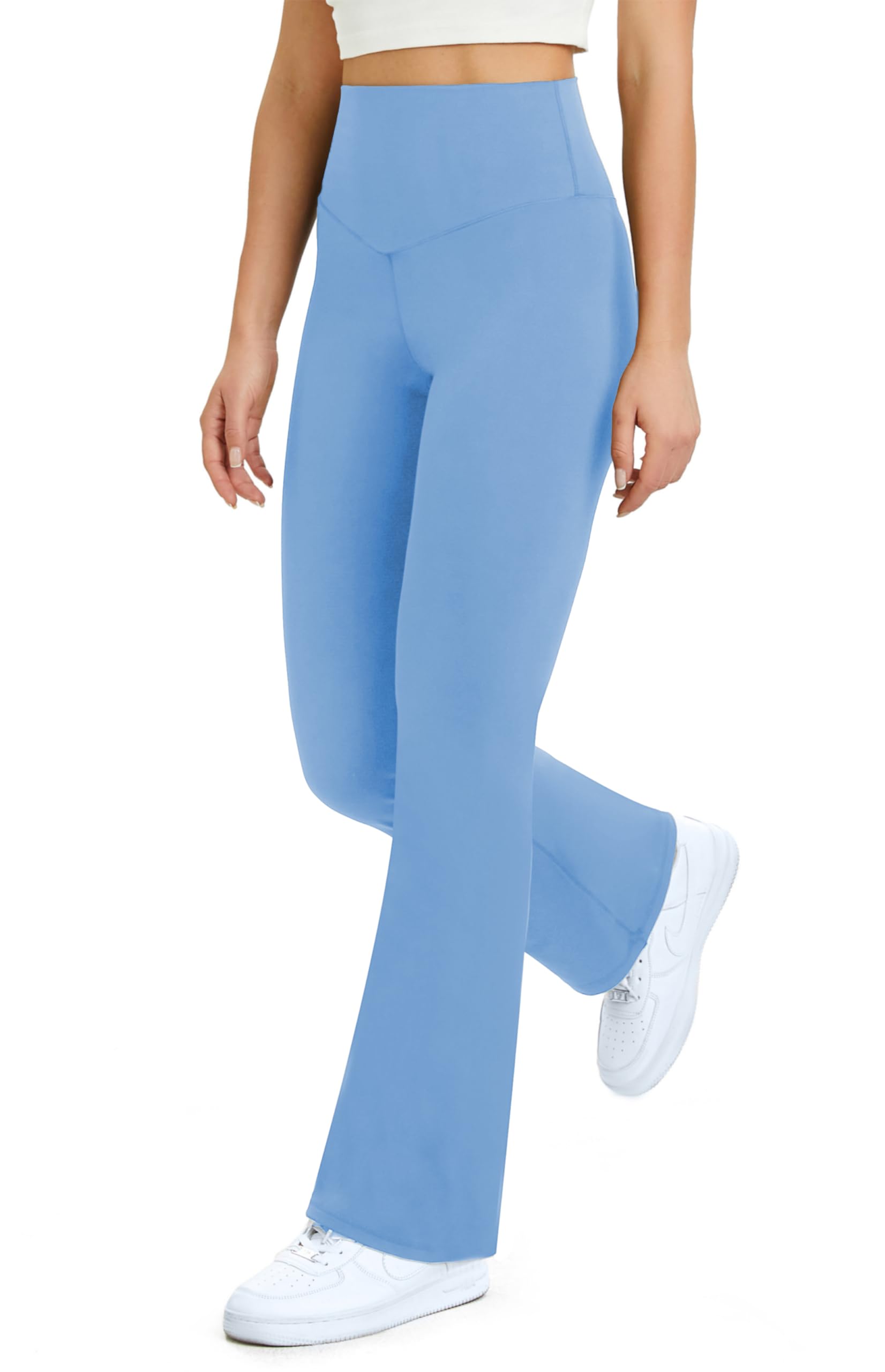 TOPYOGAS Womens Flare Yoga Pants High Waist Bootcut Leggings with Tummy Control Workout Gym Leggings Sky Blue