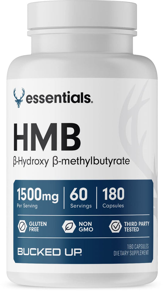 Bucked Up HMB (Beta-Hydroxy Beta-Methylbutyrate) 1500mg Per Serving, Essentials (60 Servings, 180 Capsules)