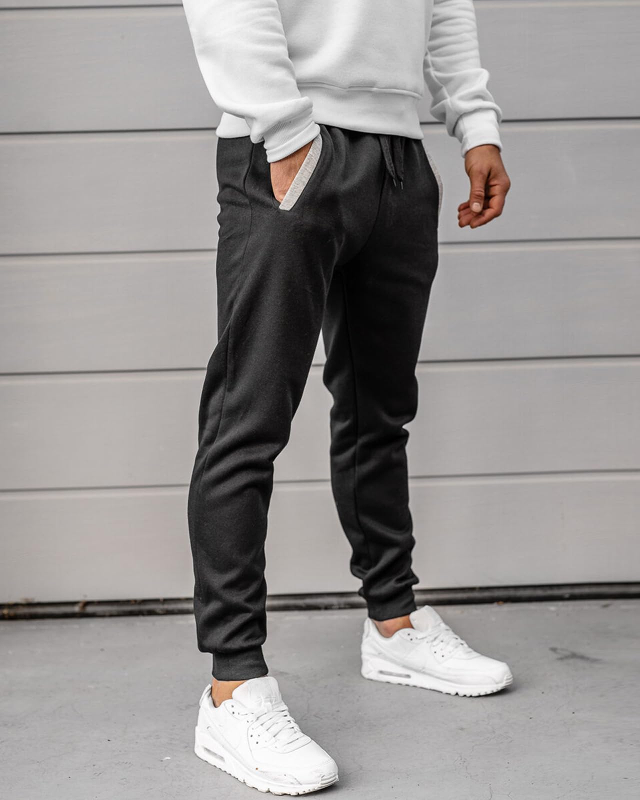 BUXKR Men's Sweatpants for Jogging Casual Joggers Pants for Gym Running or Athletic Workout,Black,S