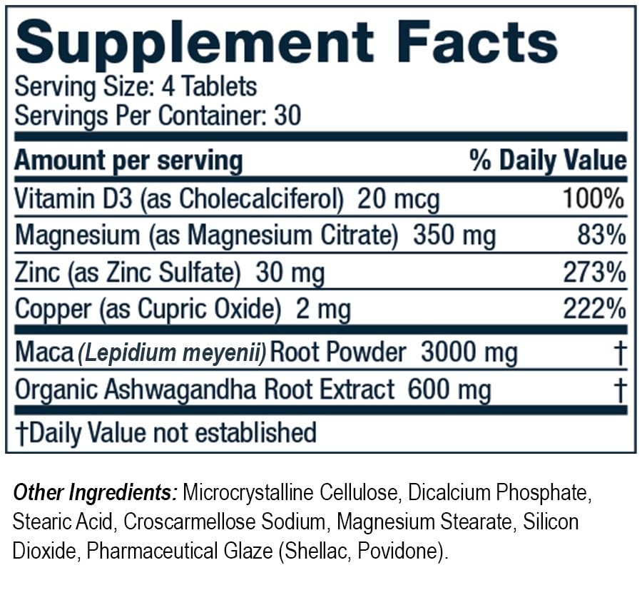 ROMAN Testosterone Support | Daily Nutritional Supplement with Ashwagandha & Magnesium | (120 Tablets)